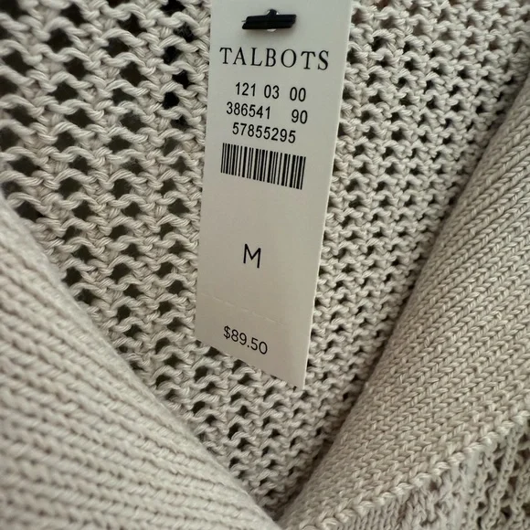 NWT Talbots Cream & White V-Neck Women's Sweater SZ M (Summer 2025) - Picture 2 of 16